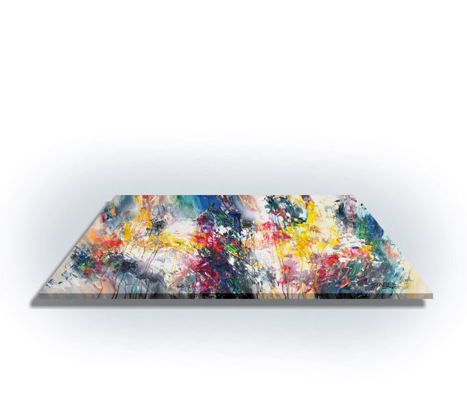 ready to hang, blue abstract large painting