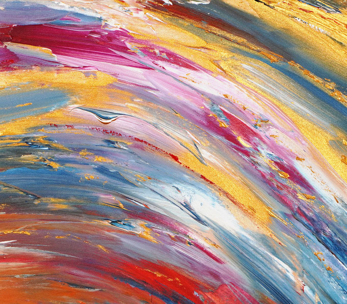 detail of the abstract painting in an oversized panoramic format