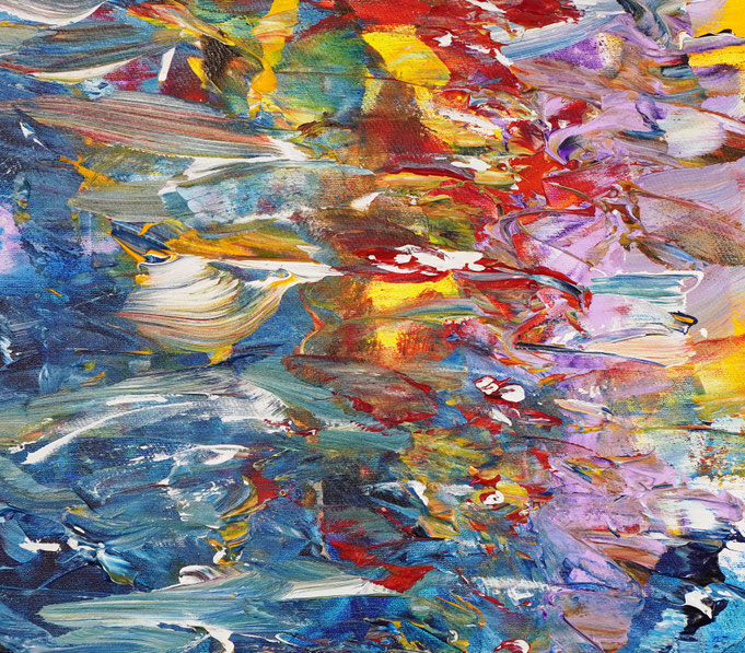 Painting detail of the seascape reflection