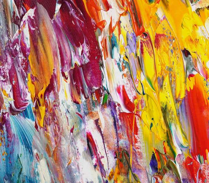 detail of the large abstract artwork in portrait format