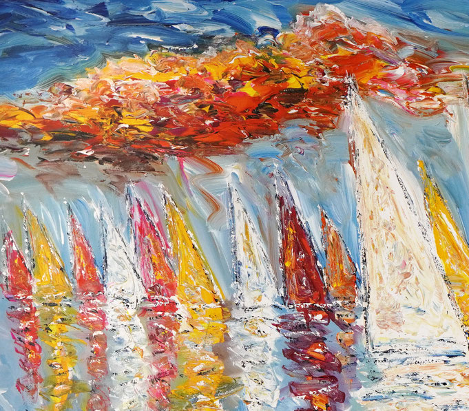 detail of the summer sailing painting