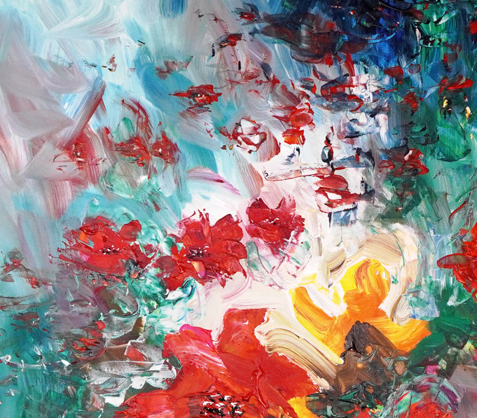 Detail of the flower bouquet painting