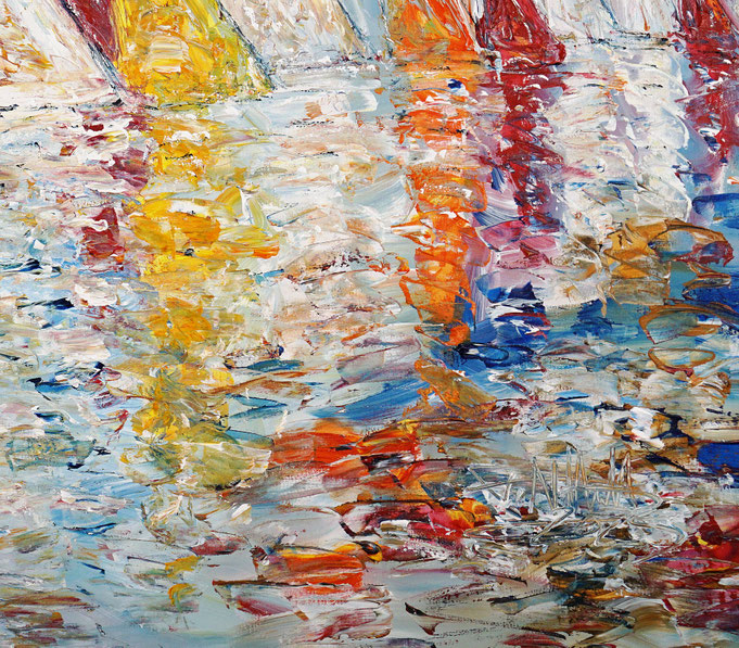 detail of the summer sailing painting