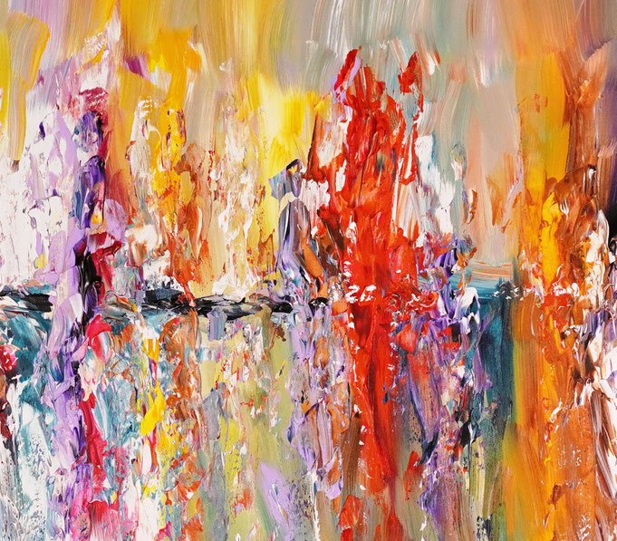 detail of the vibrant semi abstract seascape painting