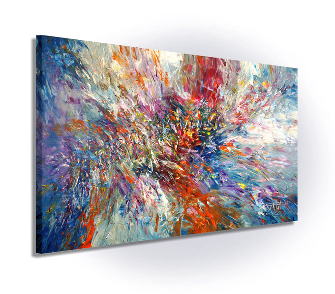 ready to hang, blue abstract large painting