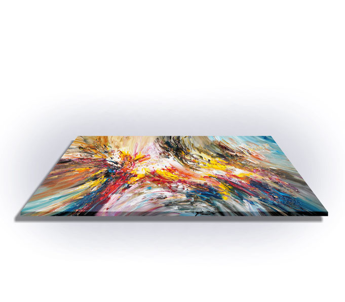 ready to hang, blue abstract large painting