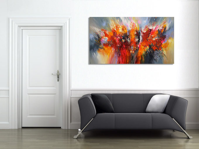 This very expressive painting creates drama on the wall 