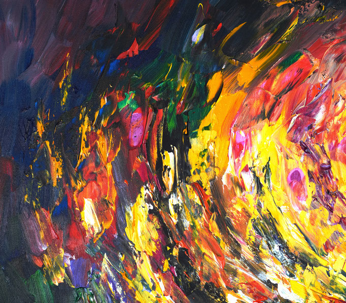 detail of the abstract, colorful painting