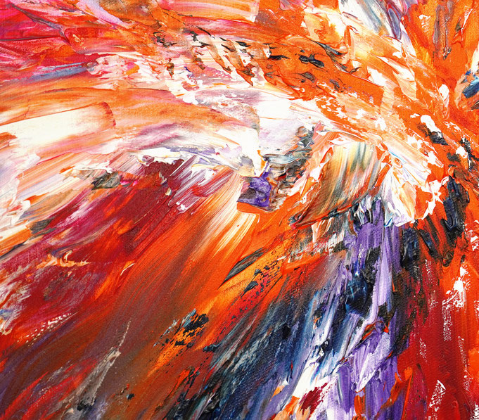 Detail of the large abstract vibrant artwork