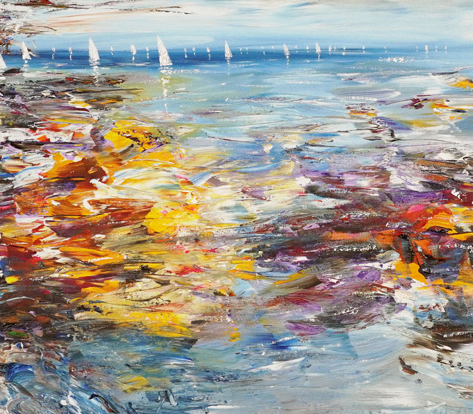detail of the summer sailing painting
