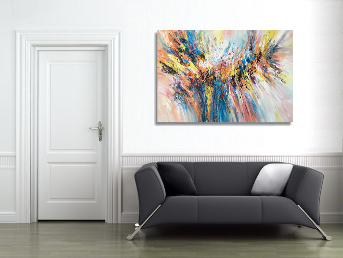 The finished painting hanging on the wall