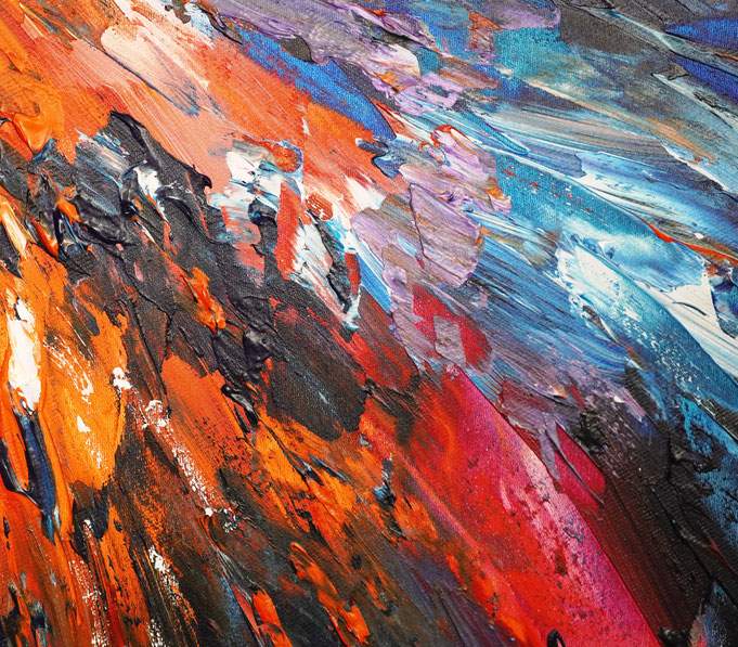 Detail of the large abstract vibrant artwork