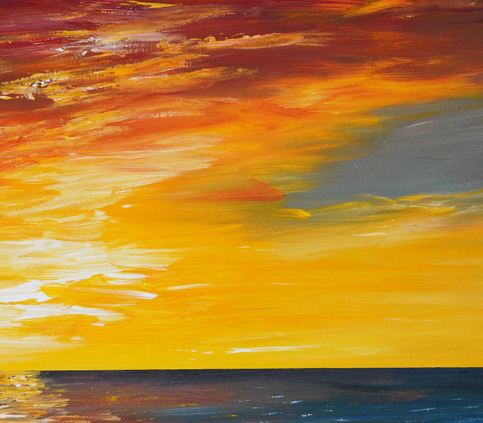 detail of the cloudscape painting at sunset by the artist Peter Nottrott