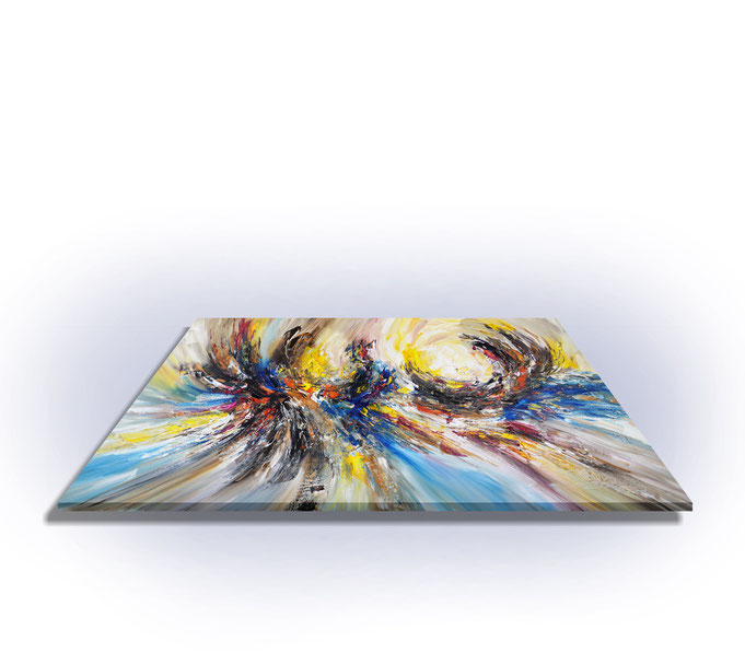ready to hang, blue abstract large painting