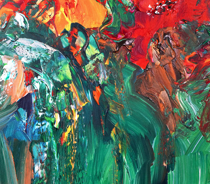 Detail of the flower bouquet painting