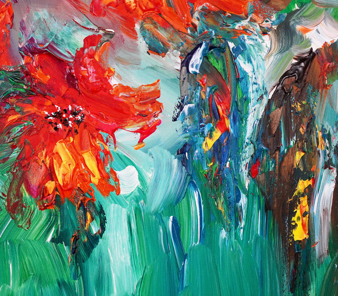 Detail of the flower bouquet painting