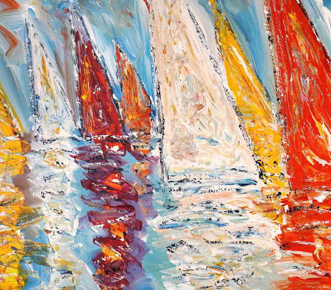 detail of the summer sailing painting