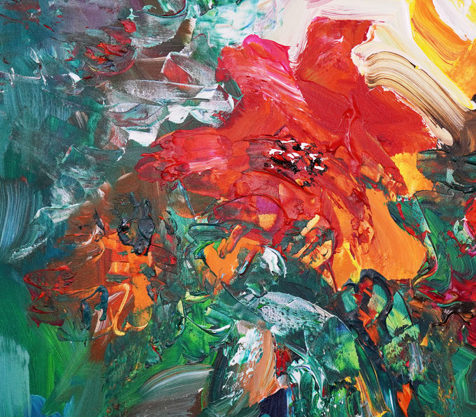 Detail of the flower bouquet painting