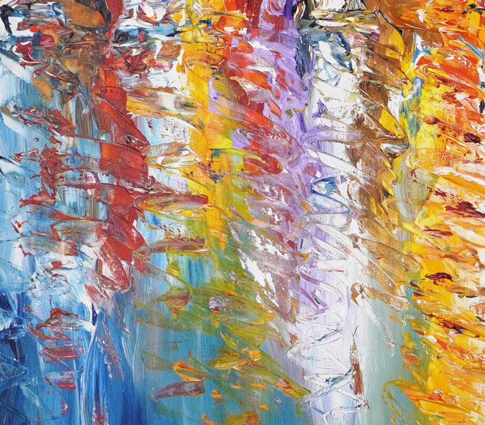 detail of the vibrant semi abstract seascape painting