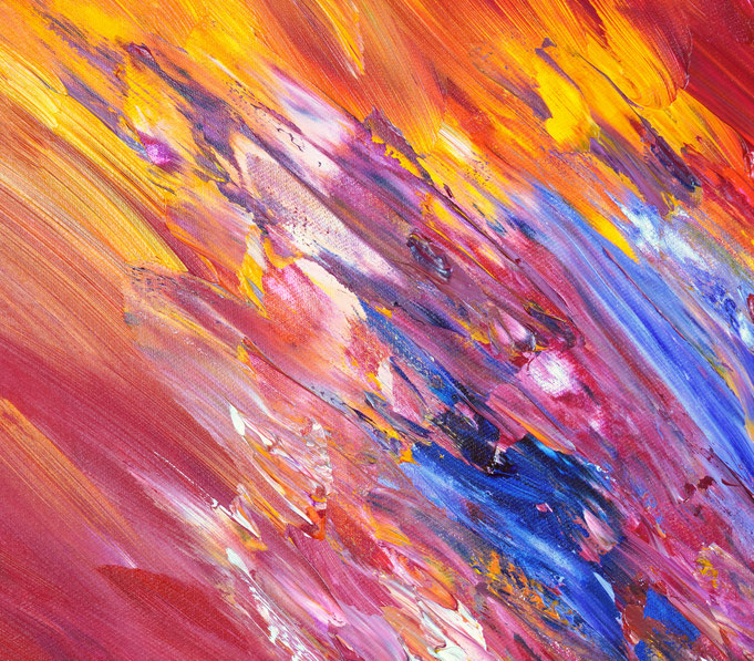 detail of the vibrant red abstract painting