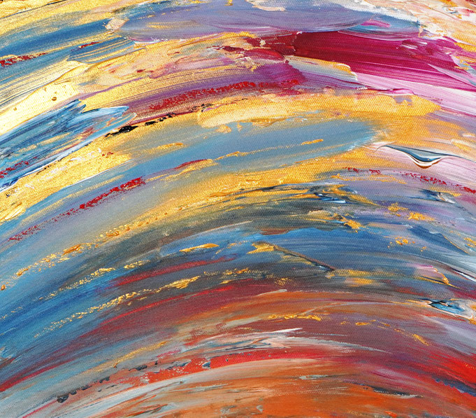 detail of the abstract painting in an oversized panoramic format