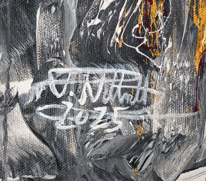 Signature of the abstract artwork by the artist Peter Nottrott, bottom left