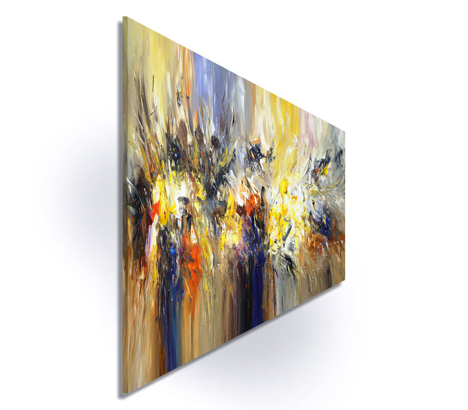 ready to hang, blue abstract large painting