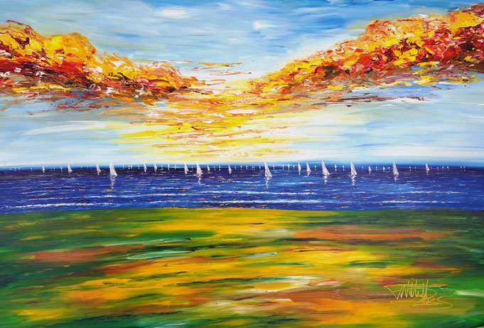 seaside painting, canvas wall art