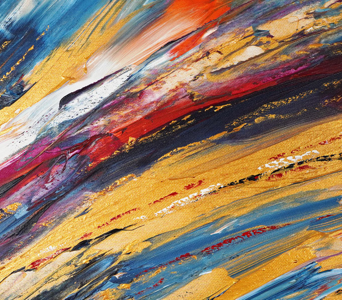 detail of the abstract painting in an oversized panoramic format
