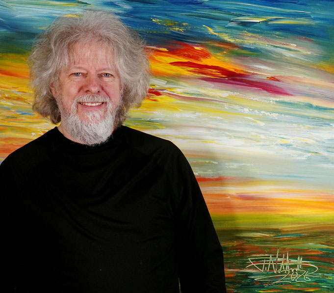 ... just finished painting: Peter with Romantic Evening Landscape S 2