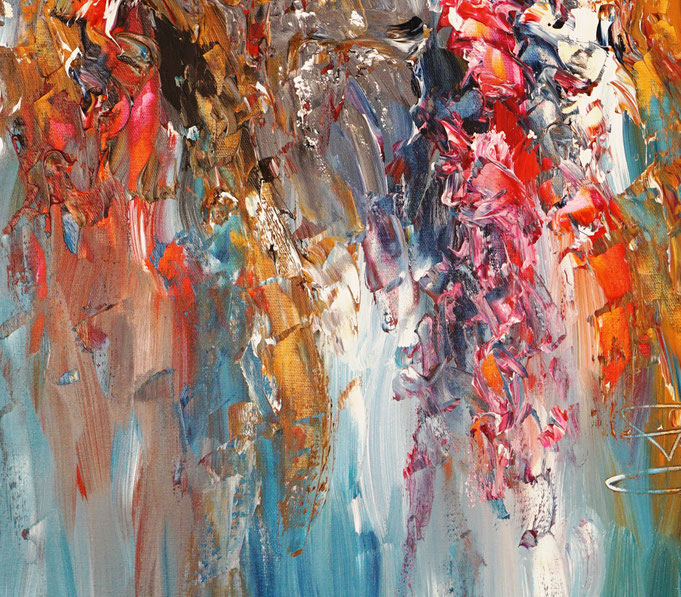 Painting detail of the seascape reflection