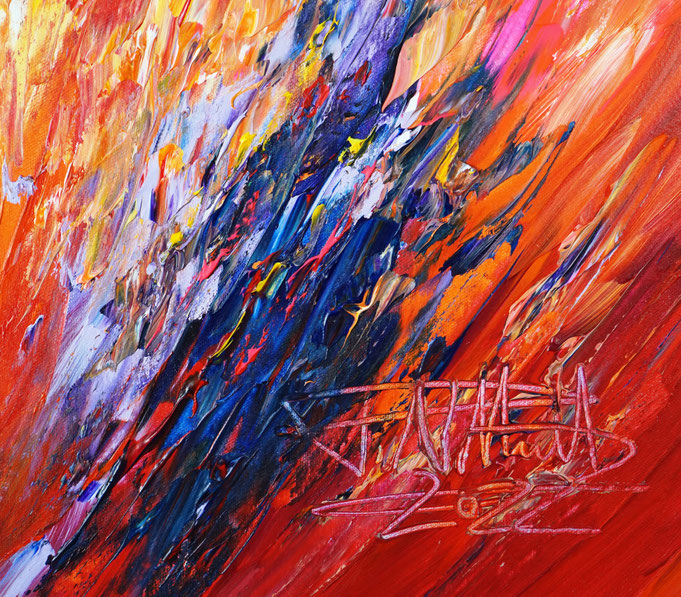 detail of the colorful painting