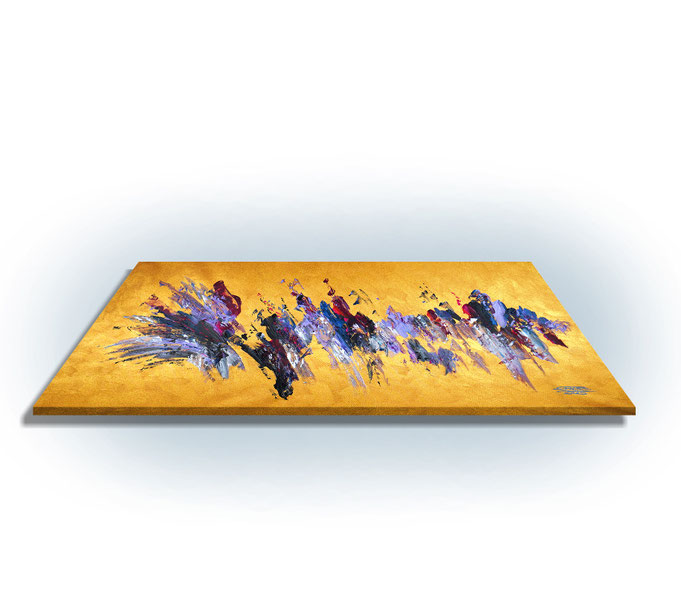 ready to hang, blue abstract large painting