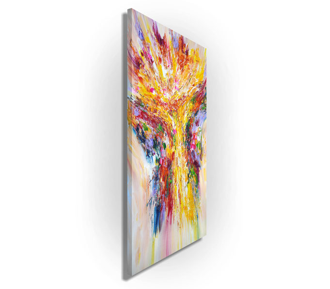ready to hang, blue abstract large painting