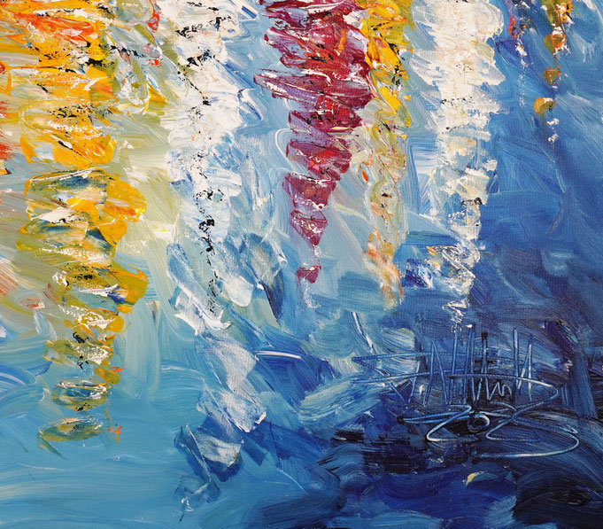detail of the summer sailing painting