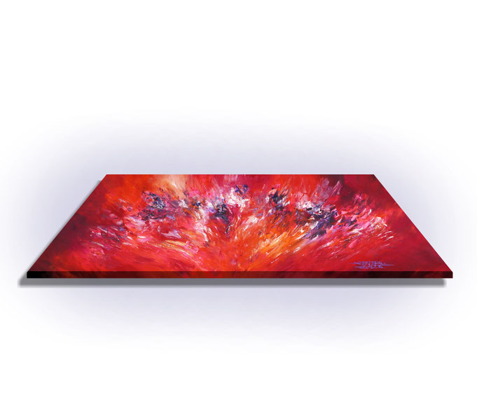 ready to hang, blue abstract large painting