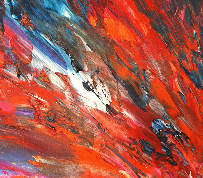 Detail of the large abstract vibrant artwork