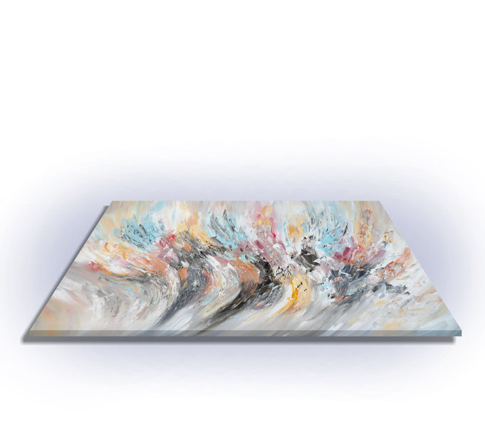 ready to hang, blue abstract large painting