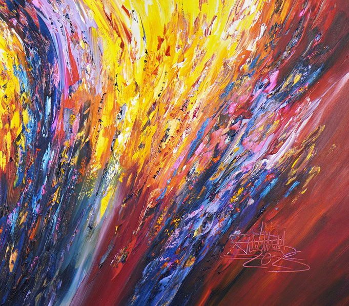 detail of the colorful painting