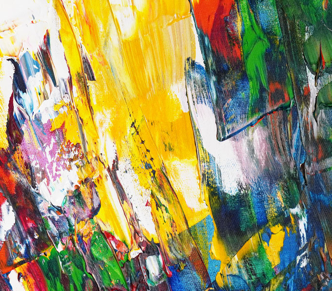 detail of the large abstract artwork in portrait format