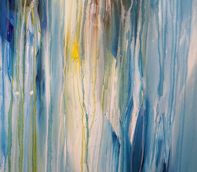 detail photo of the large vibrant sail boat painting