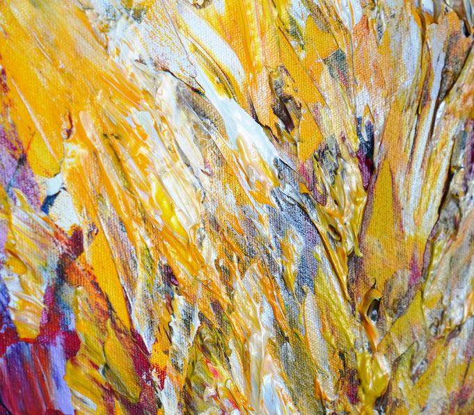 detail of the vibrant red abstract painting