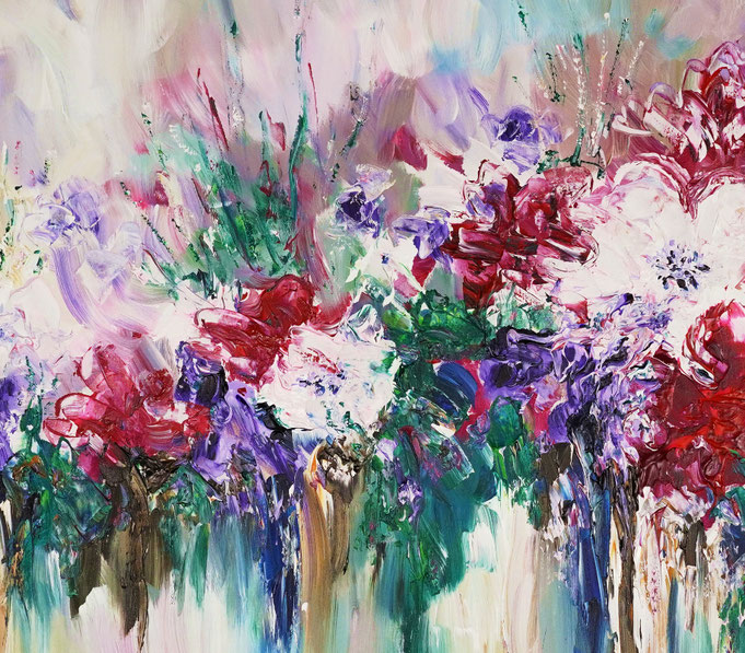Detail of the flower bouquet painting