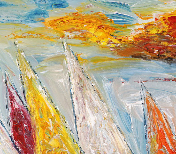 detail of the summer sailing painting