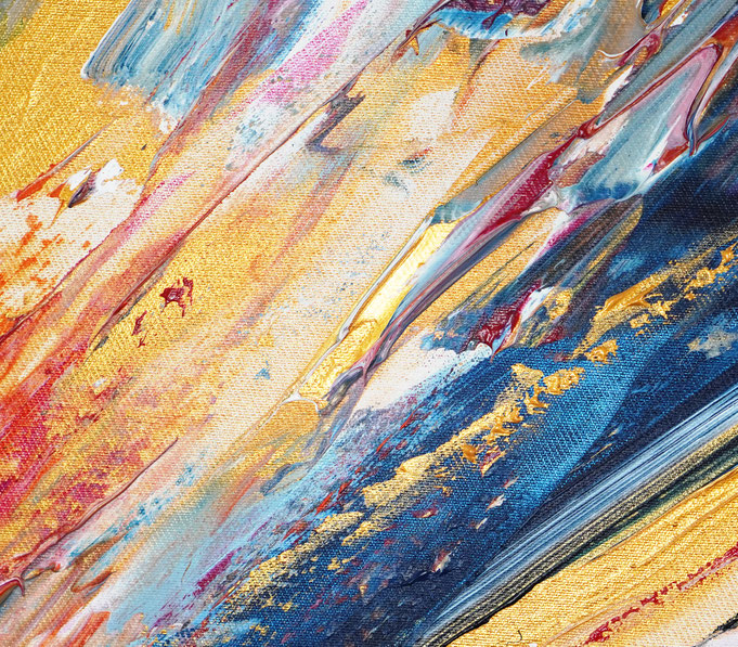 detail of the abstract painting in an oversized panoramic format