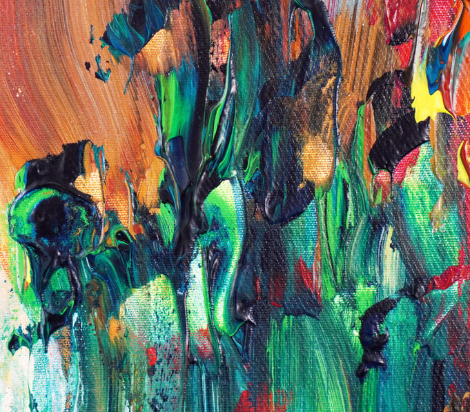 detail of the colorful abstract painitng