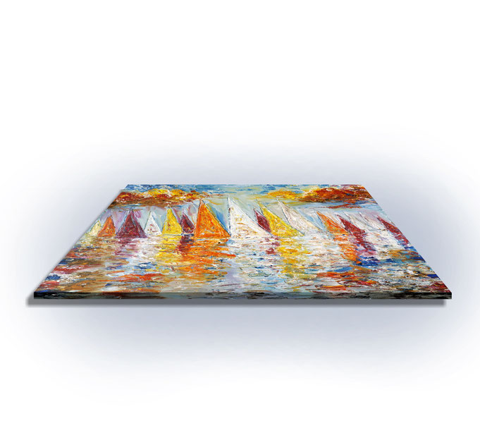 sideview: the sailing artwork is ready to hang