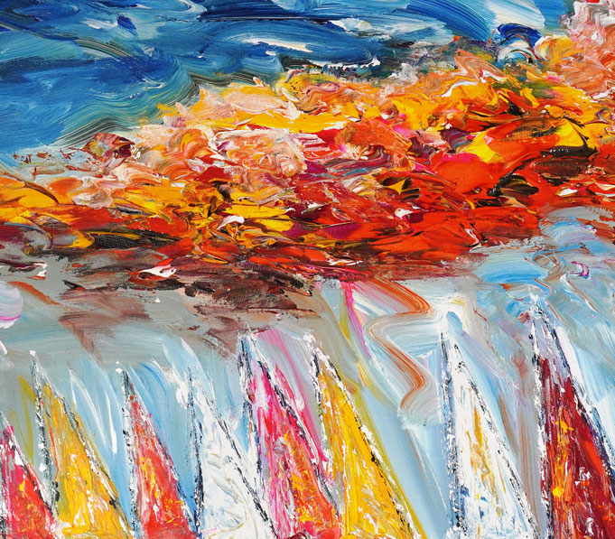 detail of the summer sailing painting