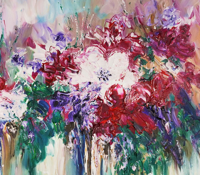 Detail of the flower bouquet painting