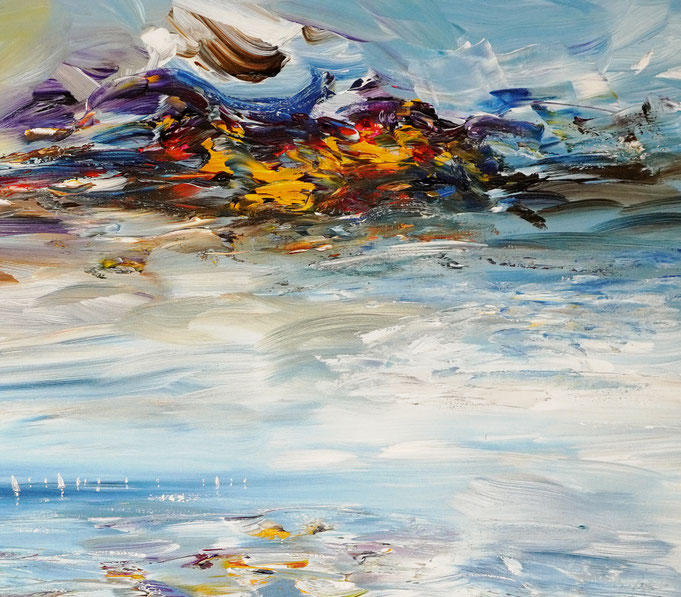 detail of the summer sailing painting